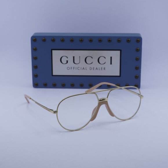 Gucci GG0432S 001 Aviator Sunglasses - Gold\Transparent - Picture 4 of 10